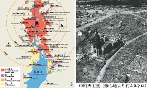 爆心地からの長崎地図